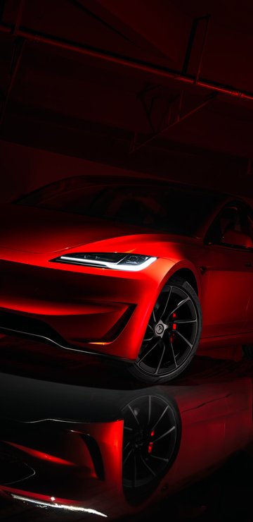 Tesla Model 3 Performance в студии - Обои для Samsung в разрешении 360x740