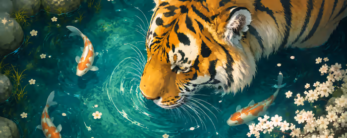 UltraWide 21:9 Fish wallpapers (2560x1080): tiger, koi fish, stream, spring