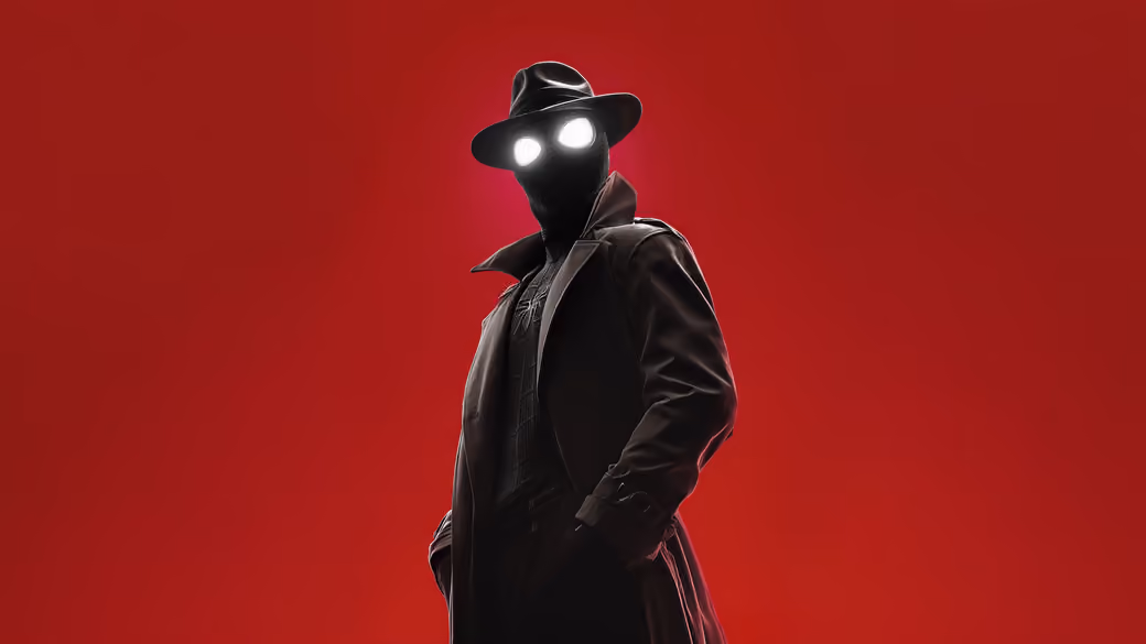 Spider-Man Noir со светящимися глазами — обои на рабочий стол и телефон