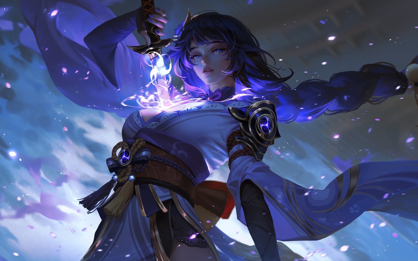 Raiden Shogun with Storm Magic - WSXGA wallpapers in 1440x900 resolution