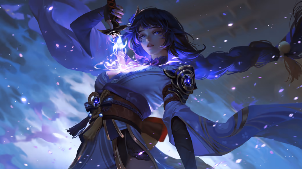 Raiden Shogun with Storm Magic - Wallpapers for Xiaomi Redmi 10C/C40/C51, Samsung Galaxy A12/A02s/A03/M12 in 720x1600 resolution
