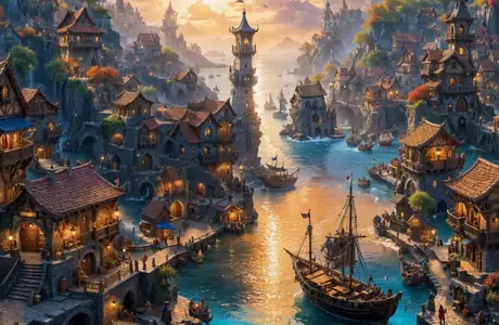 Wallpapers for Lenovo, Huawei (1280x1280): village, harbor, autumn, ship