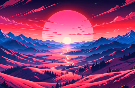 SXGA обои (1280x1024): закат, горы, долина, река