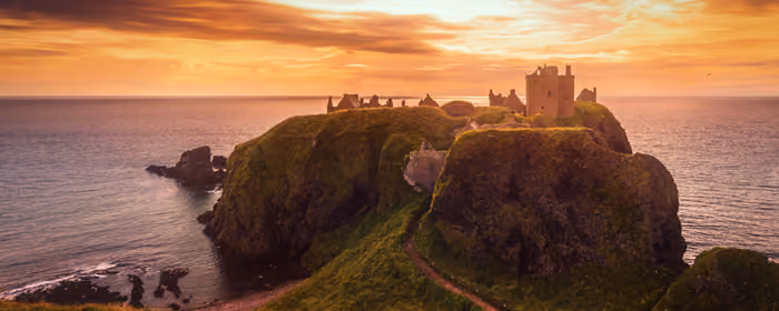 UltraWide 32:9 wallpapers (5120x1440): Scotland, Europe, castle, sunset
