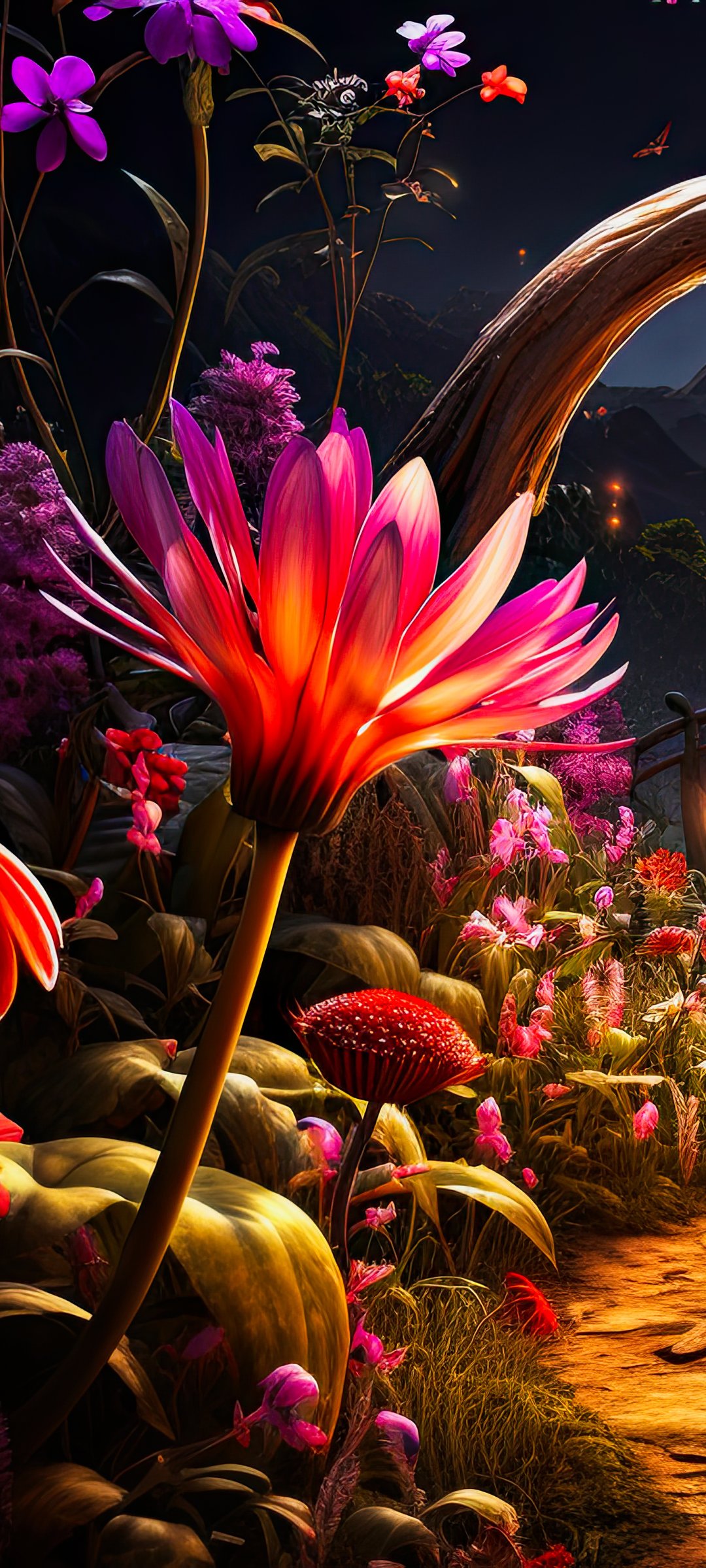 Magic Night Garden Path - Wallpapers for Samsung Galaxy M55, POCO M4/X4/X5, Xiaomi Redmi 12/13/Note 13/Note 14/Note 14S in 1080x2400 resolution
