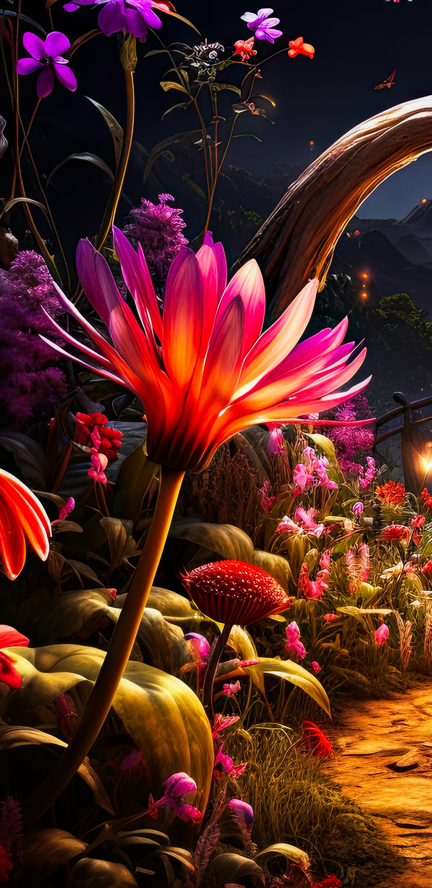 Magic Night Garden Path - Wallpapers for Samsung Galaxy S8/S8+/Note 8/S9/S9+/Note 9 in 1440x2960 resolution
