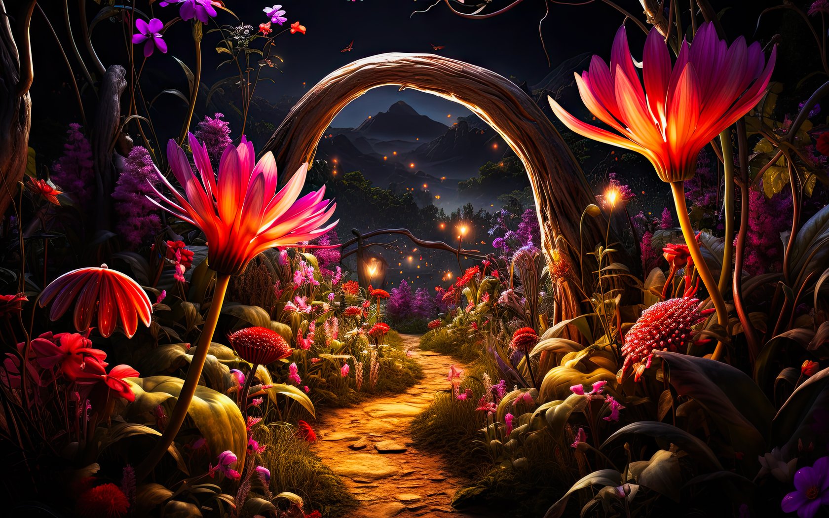 Magic Night Garden Path - WSXGA+ wallpapers in 1680x1050 resolution