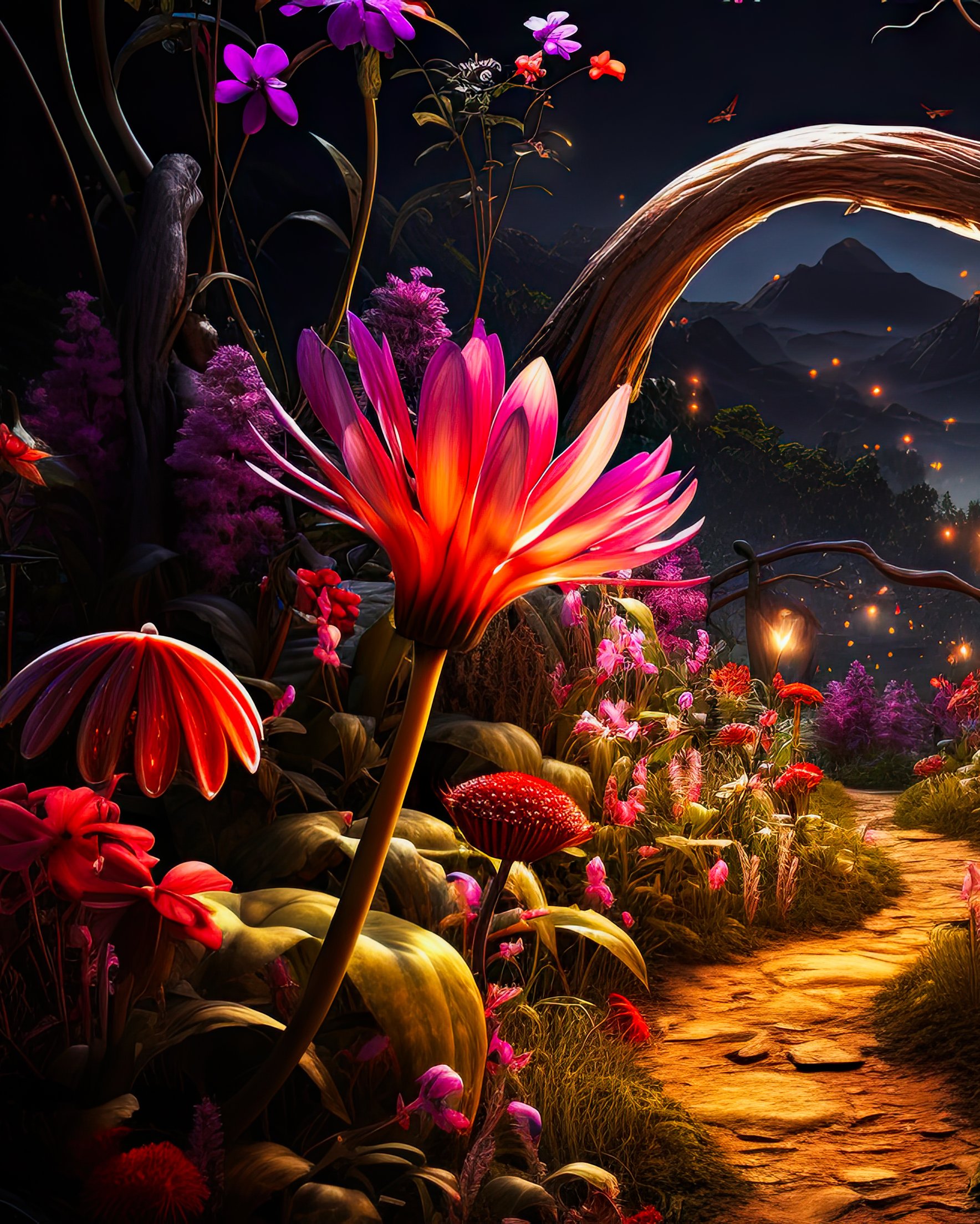 Magic Night Garden Path - Wallpapers for Samsung Galaxy Z Fold 2/3 in 1768x2208 resolution