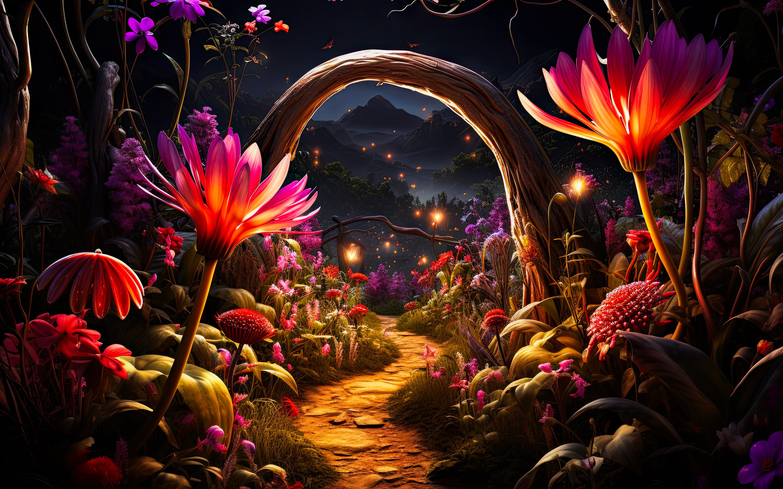 Magic Night Garden Path - WQXGA and for Apple MacBook Air 13 wallpapers in 2560x1600 resolution