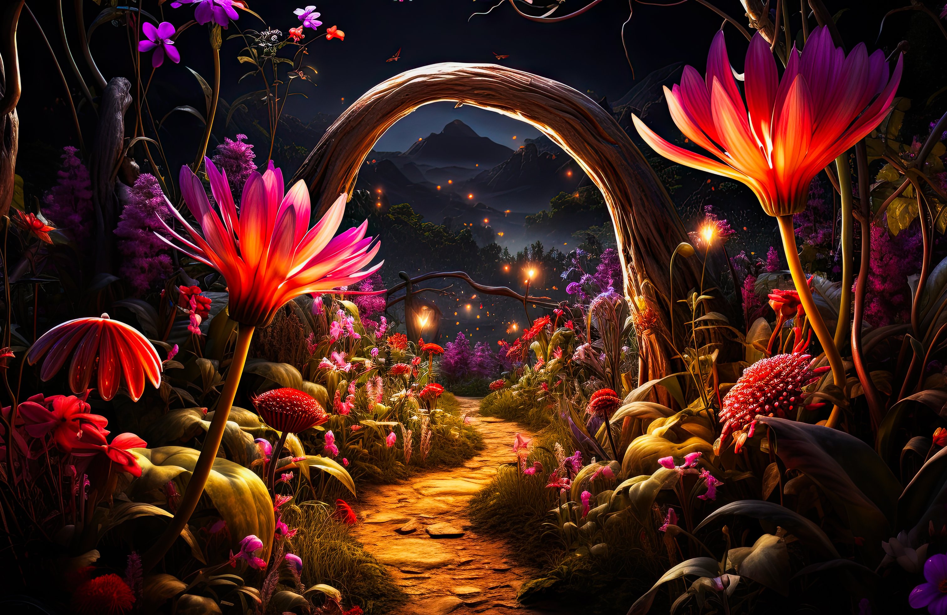 Magic Night Garden Path - Wallpapers for Apple MacBook 14.2″ in 3024x1964 resolution