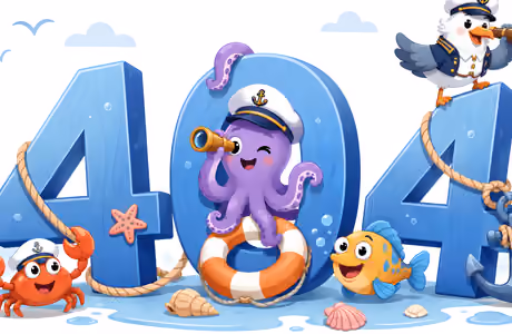 Обои иллюстрации: ошибка 404, море, осьминог, краб