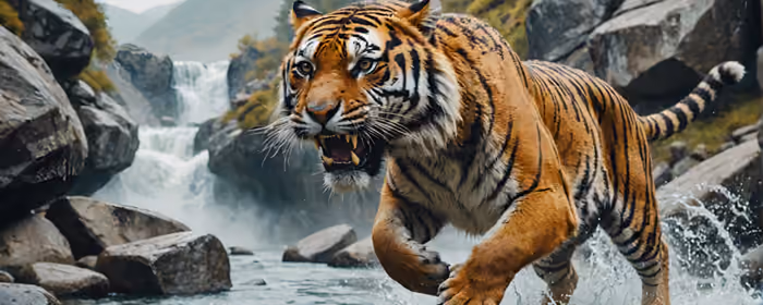 UltraWide 21:9 wallpapers (2560x1080): tiger, river, waterfall, stones