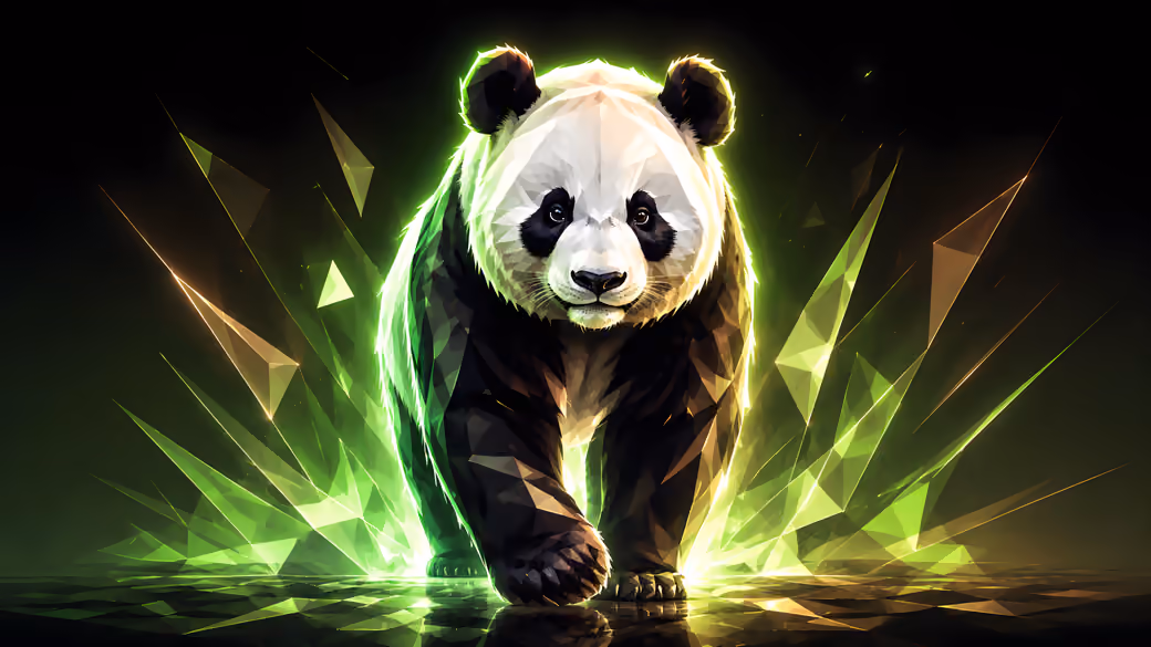 Neon Low Poly Panda Design - Wallpapers for iPad 10.2″ in 2160x2160 resolution