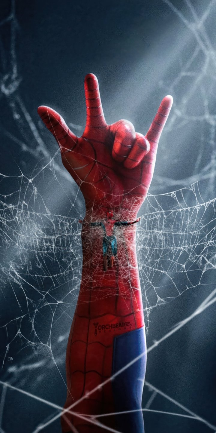 Spider-Man Hand with Cobweb - Wallpapers for Samsung Galaxy A03s, Xiaomi Redmi 7A, POCO C3 in 720x1440 resolution
