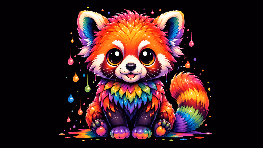 Red panda with rainbow fur - Wallpapers for Samsung Galaxy Tab in 1920x1920 resolution