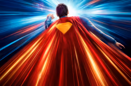 2K Quad HD обои супергерой (2560x1440): Супермен, DC Comics, световые следы, скорость