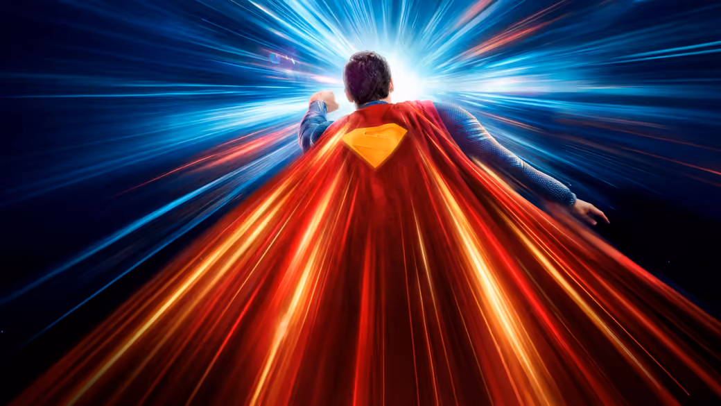 Superman Flying with Light Trails - Wallpapers for iPhone 4/4S in 640x960 resolution