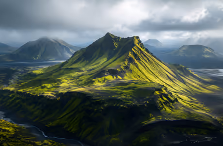 Nature wallpapers: Iceland, mountains, valley, clouds