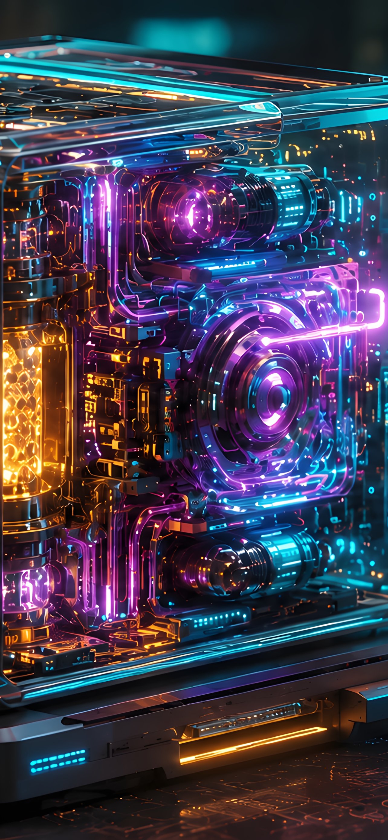 Quantum Supercomputer with Neon Glow - Wallpapers for iPhone 13 Pro Max/12 Pro Max/14 Plus in 1284x2778 resolution