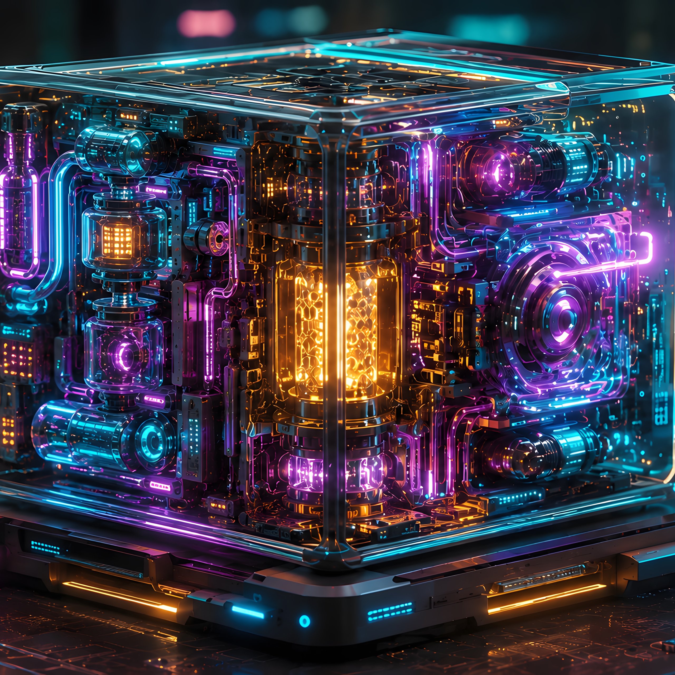 Quantum Supercomputer with Neon Glow - Wallpapers for Samsung Galaxy Tab S9 FE+/Tab S11, Xiaomi Pad 5, Redmi Pad 2 Pro, POCO Pad in 2560x2560 resolution