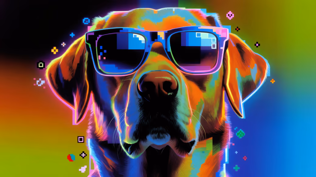 Neon Labrador in Sunglasses — desktop and phone wallpaper, free download