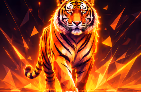 Animals wallpapers: tiger, low poly, glass, shards