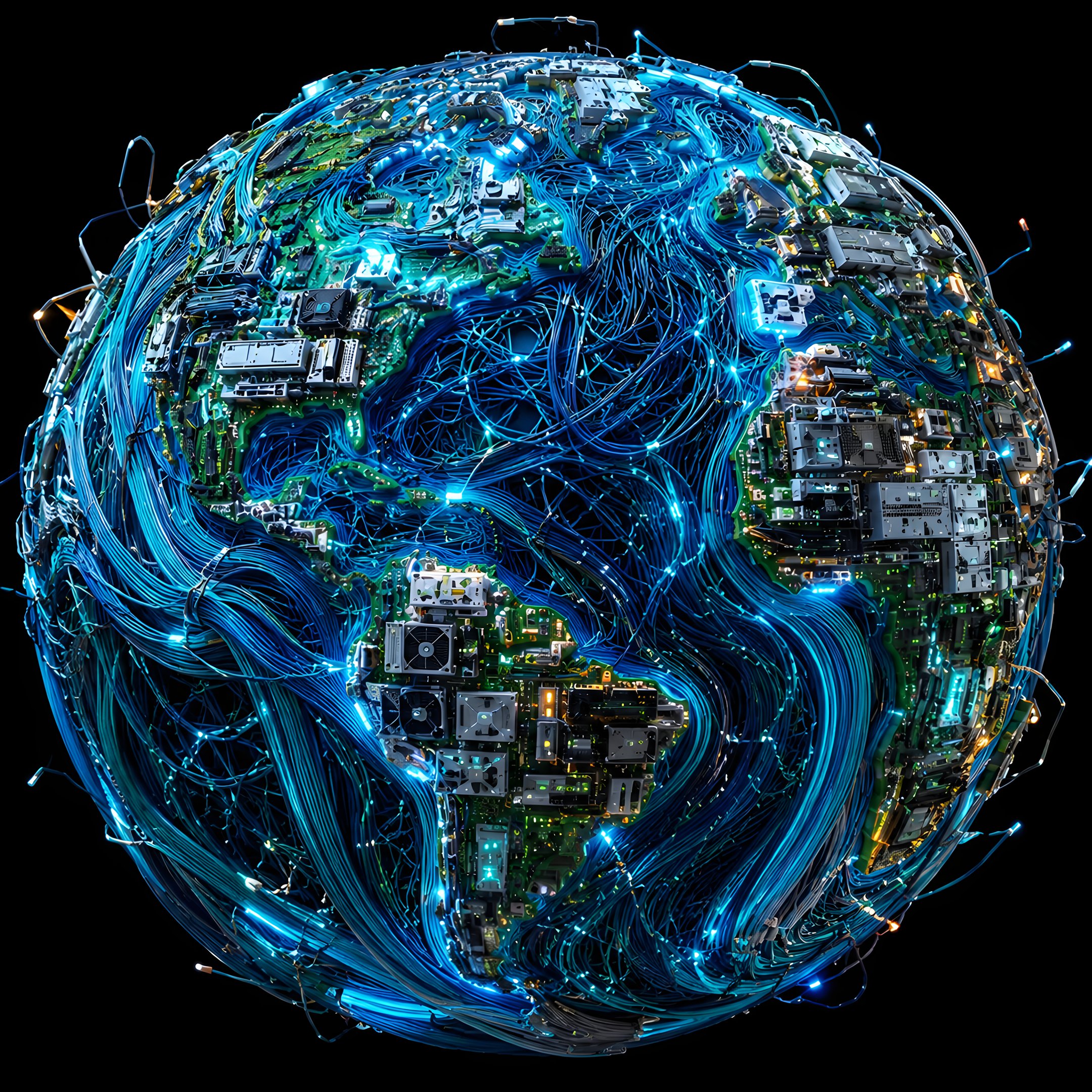 Earth Interwoven with Electronic Components - Wallpapers for iPad 10.2″ in 2160x2160 resolution