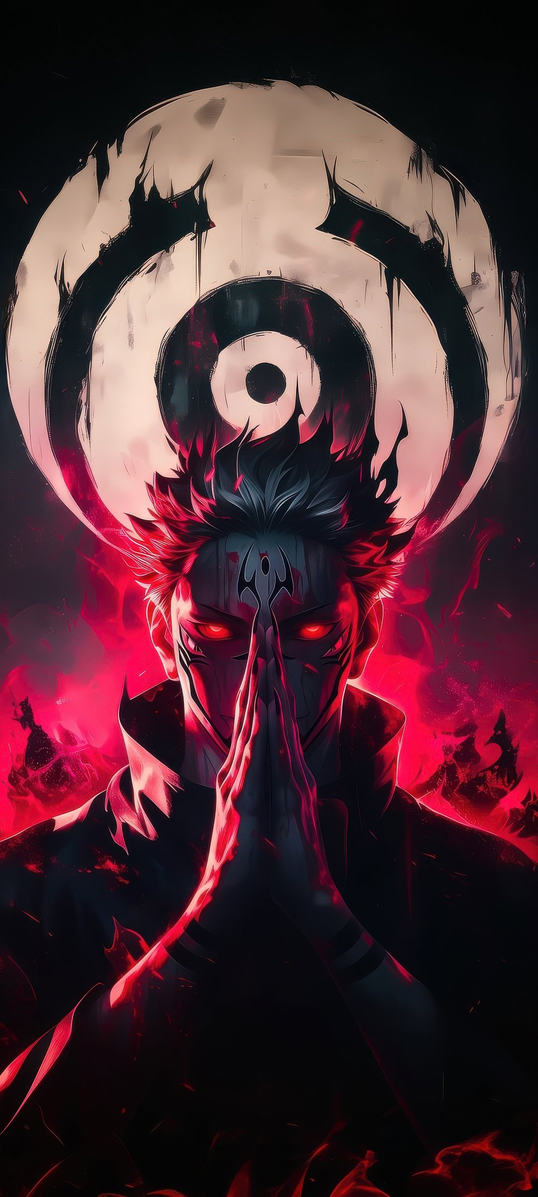 Gojo with a red aura - Wallpapers for Samsung Galaxy M55, POCO M4/X4/X5, Xiaomi Redmi 12/13/Note 13/Note 14/Note 14S in 1080x2400 resolution