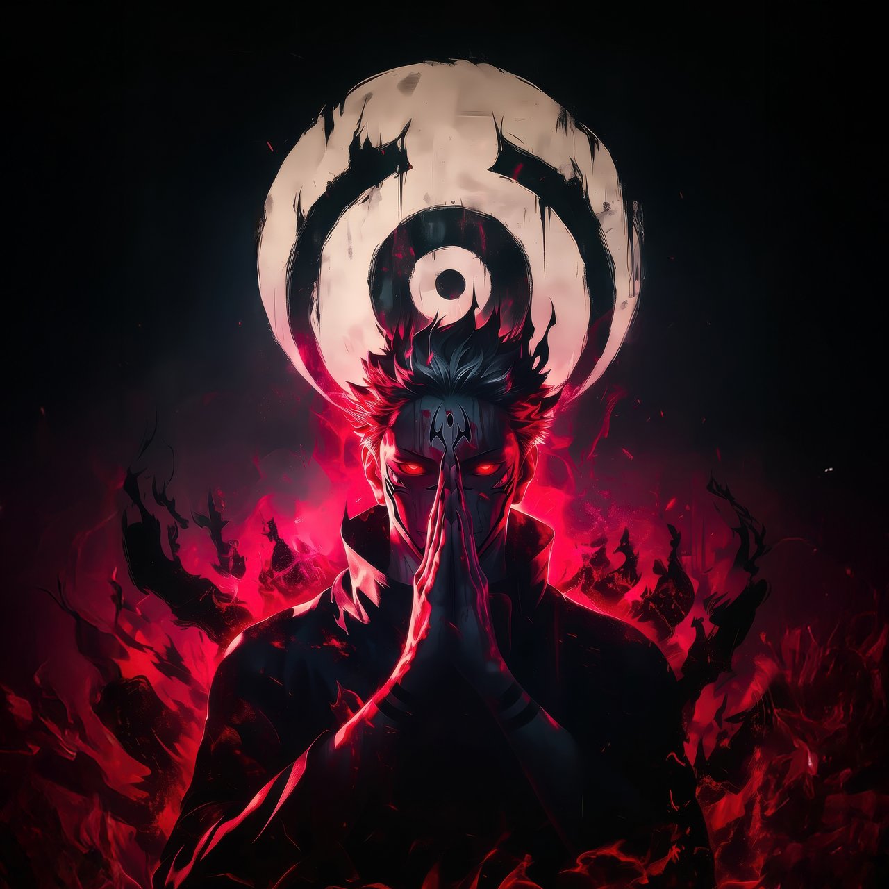 Gojo with a red aura - Wallpapers for Lenovo, Huawei in 1280x1280 resolution