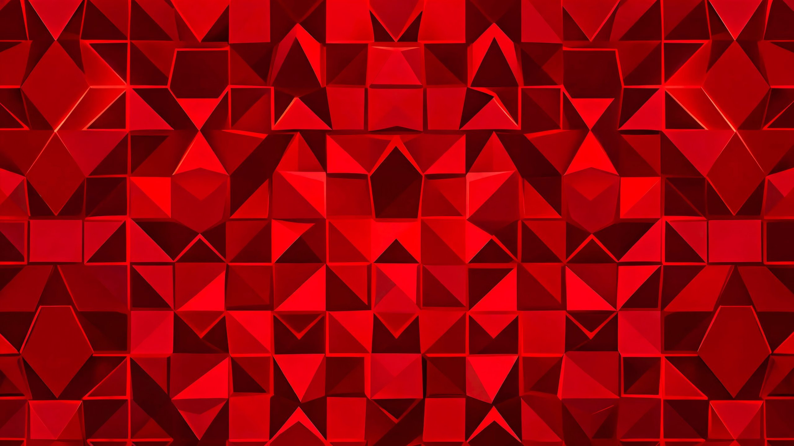 Red Mosaic with Triangular Geometry - 2K Quad HD wallpapers in 2560x1440 resolution