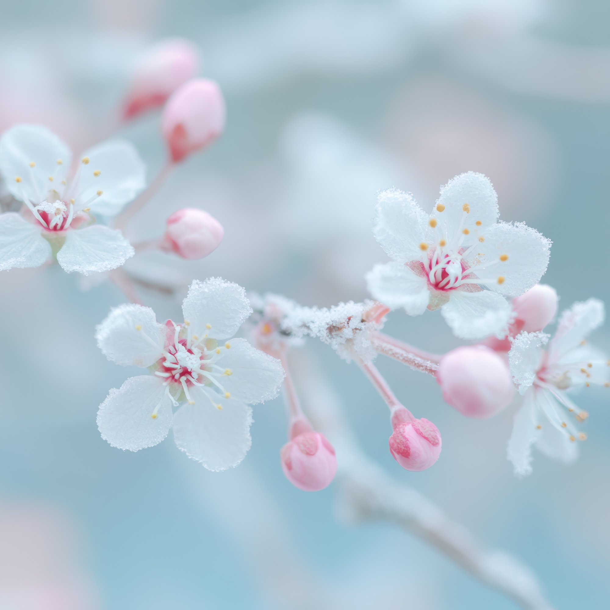 White sakura close-up - Wallpapers for Samsung/Xiaomi in 2000x2000 resolution