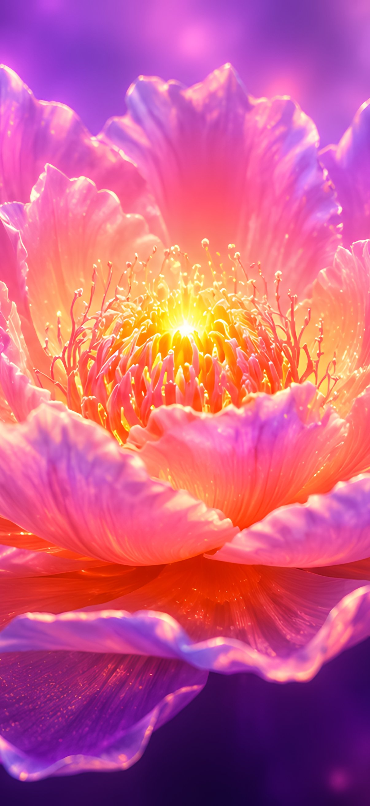 Purple Lotus with Glowing Core - Wallpapers for iPhone 17 Pro/17/16 Pro in 1206x2622 resolution