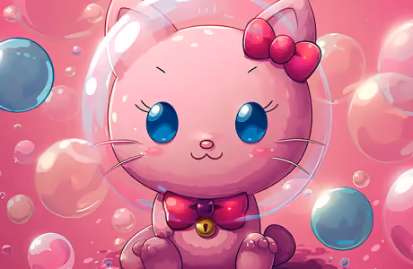 Cute Wallpapers for iPad mini 8.3″ (2266x2266): kitten, bubbles, blue eyes, cartoon