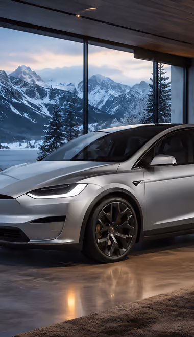 Villa Wallpapers for Xiaomi 15 (1200x2670): Model X, Tesla Plaid, villa, fireplace