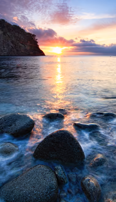 Nature wallpapers: sea, coast, bay, sunset