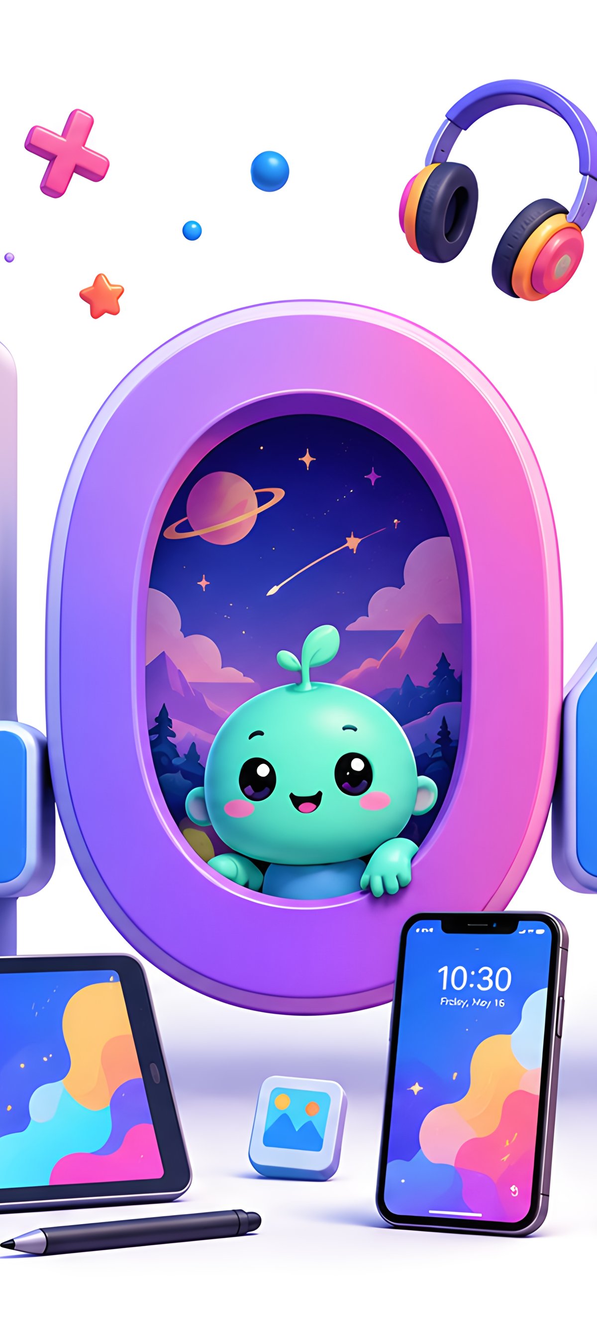 Error 404 in space cartoon style - Wallpapers for Xiaomi 15 in 1200x2670 resolution