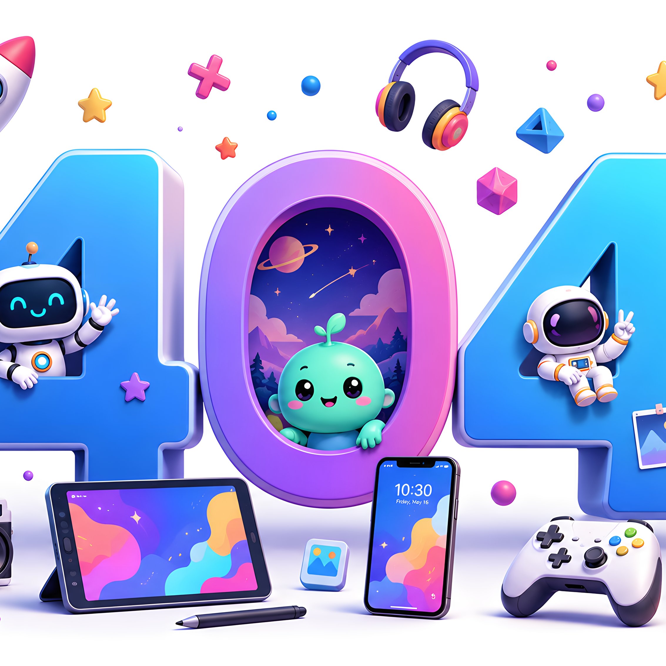Error 404 in space cartoon style - Wallpapers for iPad mini 8.3″ in 2266x2266 resolution