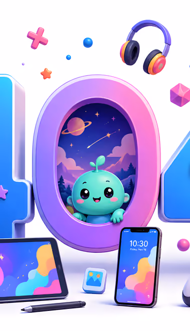 Illustrations wallpapers: error 404, astronaut, alien, rocket