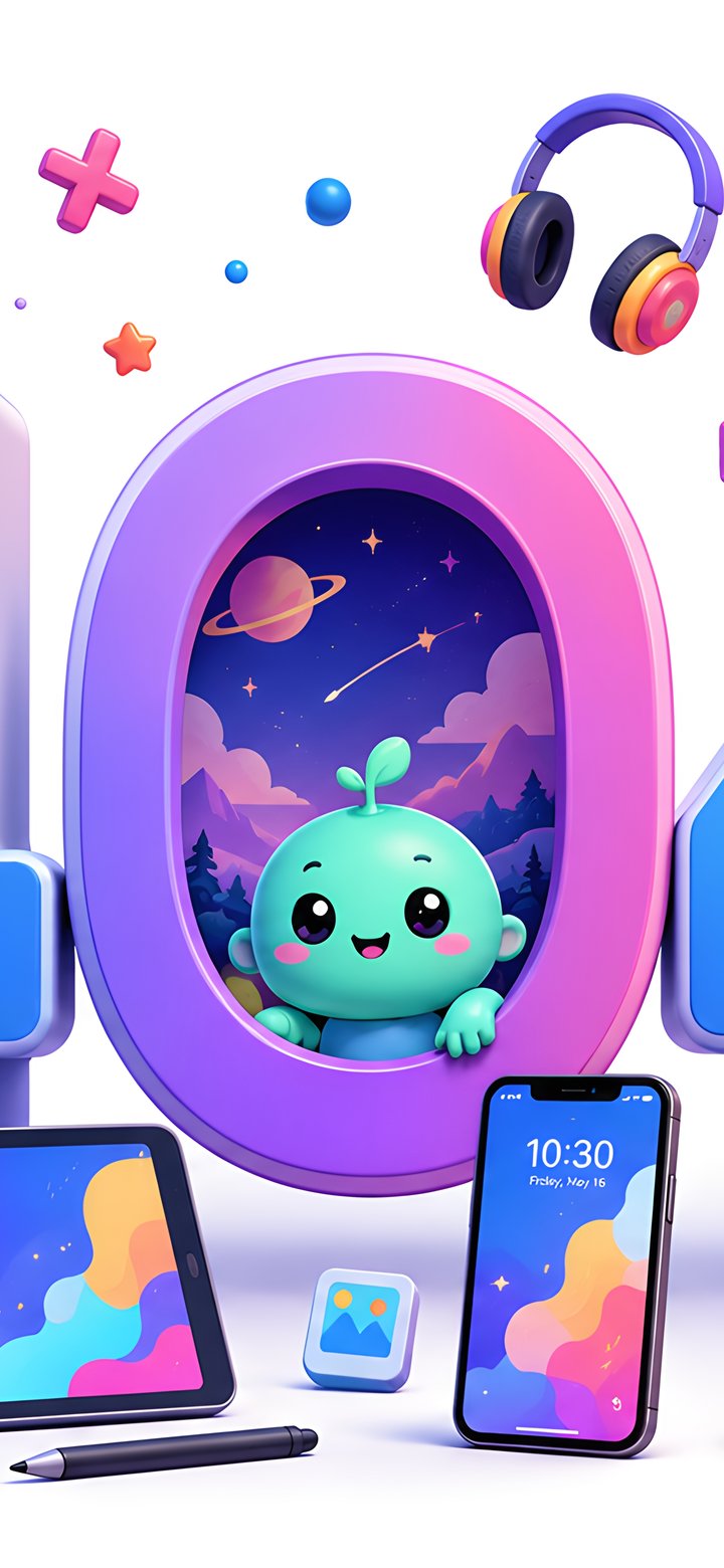 Error 404 in space cartoon style - Wallpapers for Samsung Galaxy A11/A20e/A20/M11, Xiaomi Redmi 9A/9C, POCO C40 in 720x1560 resolution
