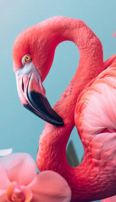 Обои животные для iPhone Air (1260x2736): фламинго, цветы, экзотика, тропики
