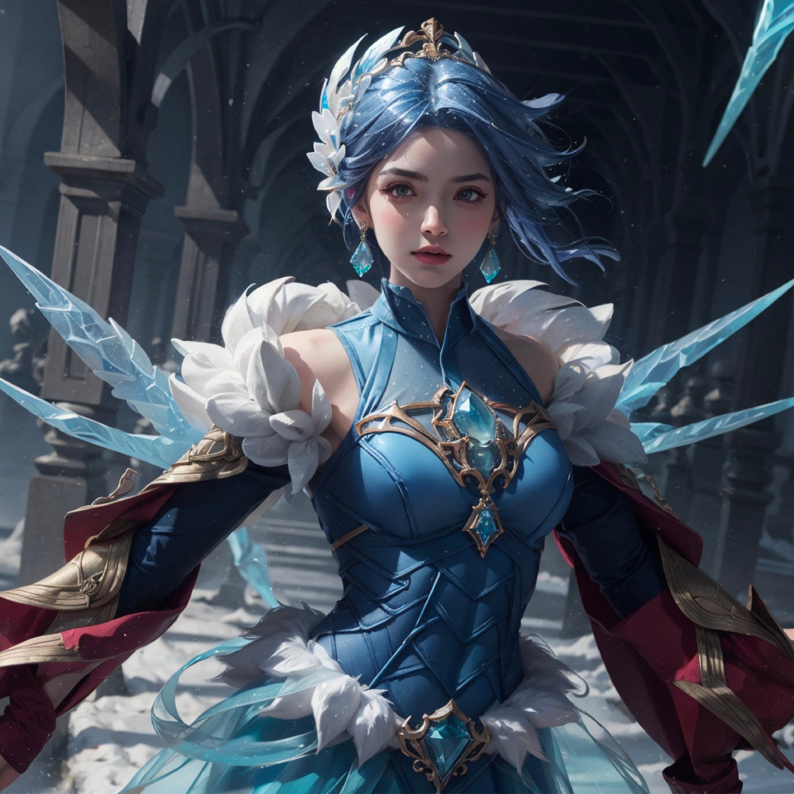 Anime princess with ice crystal wings - Wallpapers for iPad Pro 12.9″ in 2732x2732 resolution