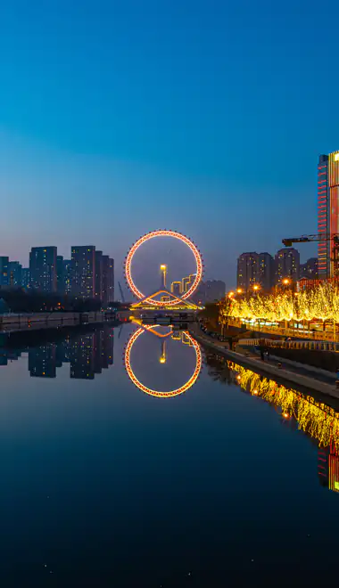 river Wallpapers for iPhone 4/4S (640x960): Tianjin, China, skyline, architecture
