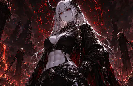 2K Quad HD gothic wallpapers (2560x1440): hell, anime demon, anime girl, red eyes