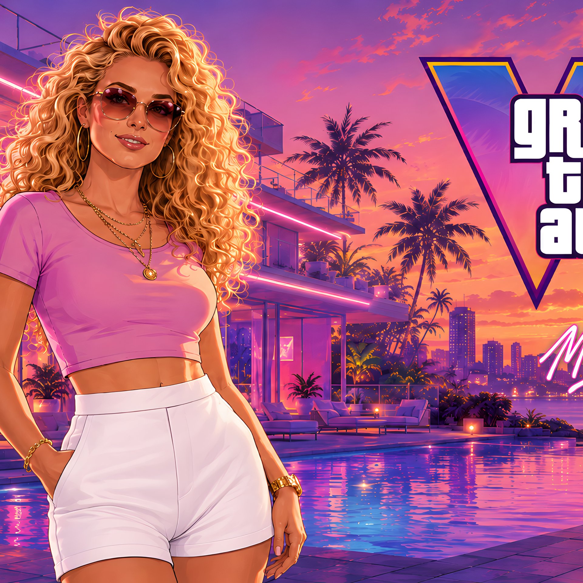 Девушка из GTA 6 Vice City - Обои для Samsung Galaxy Tab в разрешении 1920x1920