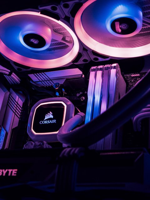 RGB illuminated PC components - Wallpapers for HTC/BlackBerry in 480x640 resolution
