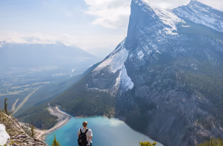 Hiking Laptop Wallpapers for WXGA (1366x768): Canada, Ha Ling Peak, mountains, lake