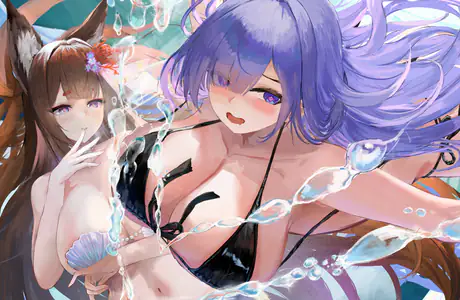 HDV 720p обои персонаж (1280x720): Амаги, Mogador (Azur Lane), аниме девушка, шатенка