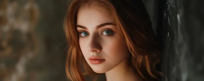 UltraWide 32:9 обои стена (3840x1080): женщина, макияж, рыжие волосы, серые глаза