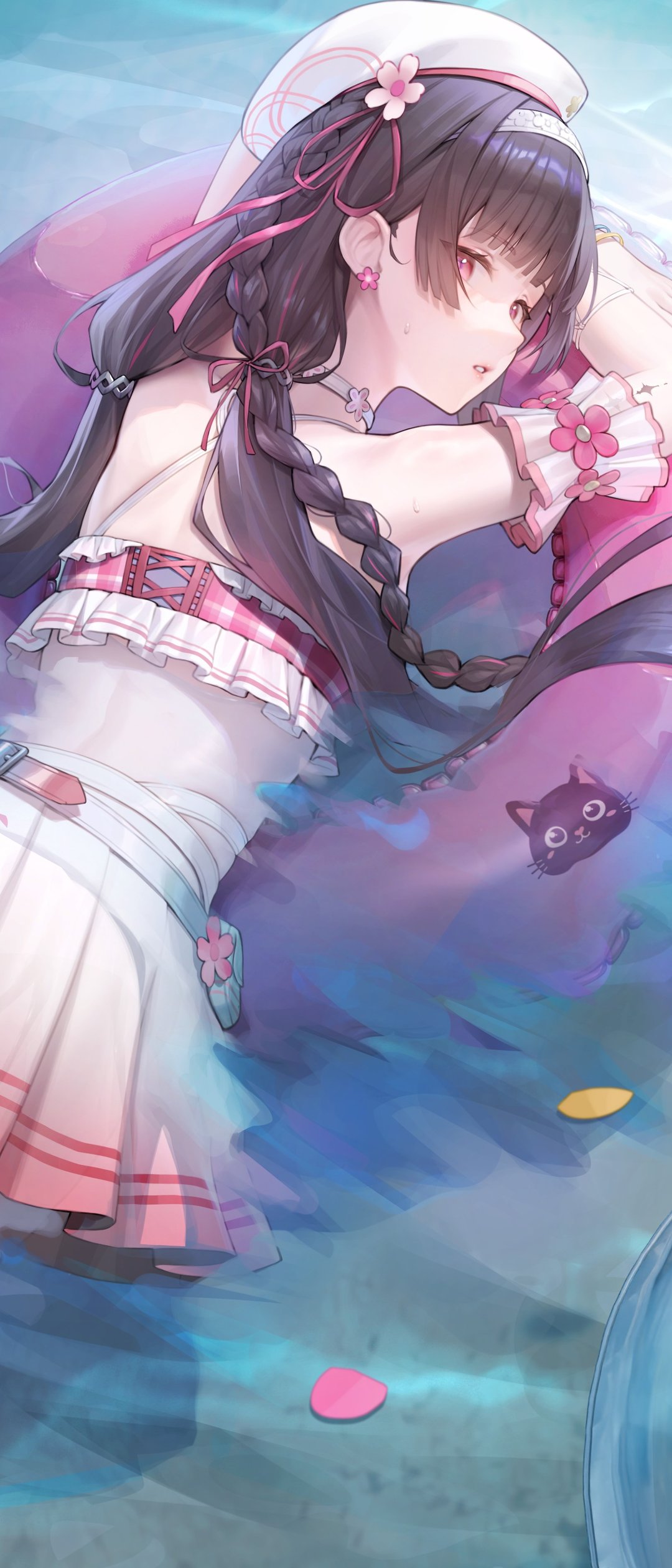 Chisa in school uniform by pool - Wallpapers for Samsung Galaxy Z Flip7, Sony Xperia 5 II/5 III/5 V/10 IV/10 V, Xiaomi Mix Fold 3 in 1080x2520 resolution