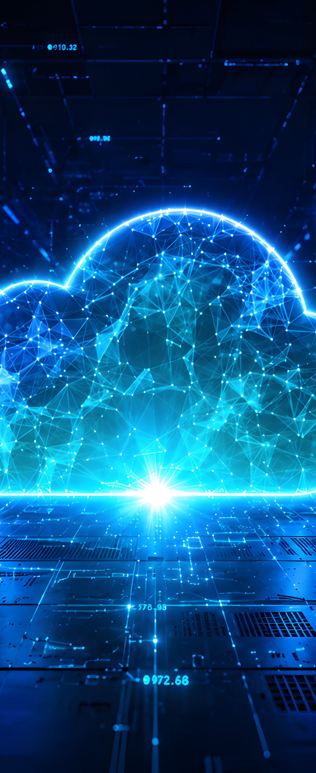Data Center with Digital Cloud - Wallpapers for Samsung Galaxy Z Flip6, Motorola Razr 2025 in 1080x2640 resolution